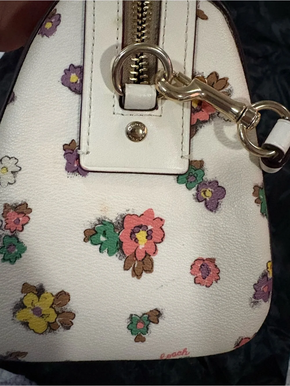 Coach Rowan Floral Print Crossbody Satchel with Gold Hardware